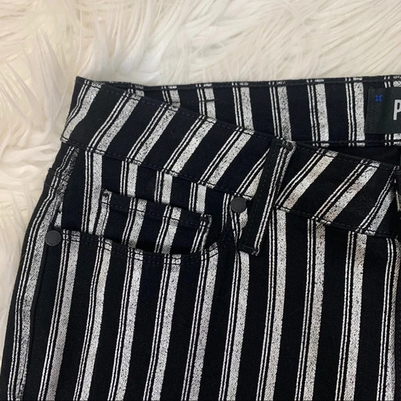 NWOT PAIGE Colette Crop Flare Jeans Silver Stripe Denim Casual Women’s 29 - Picture 7 of 15